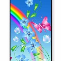 Galaxy S4 S5 虹 レインボー 蝶 チョウ 花 アートケース 保護フィルム付_画像3