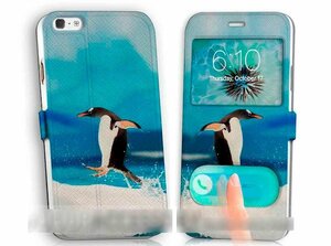 iPhone5 5S5Cペンギン手帳型ケース 充電ケーブル フィルム付