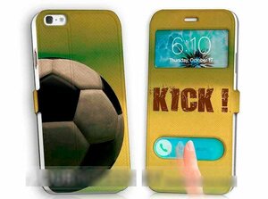iPhone5 5S5Cサッカーボール手帳型ケース ケーブル フィルム付