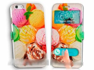 iPhone6 6Sアイスクリーム手帳型ケース 充電ケーブル フィルム付