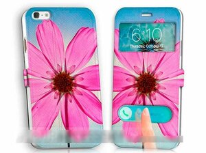 iPhone6 6S花柄 フラワー手帳型ケース 充電ケーブル フィルム付