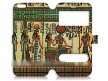 iPhone5 5S5Cエジプト壁画手帳型ケース 充電ケーブル フィルム付_画像2
