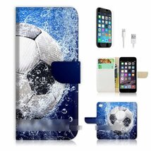 iPhone 6 6S Plus サッカーボール スマホケース 充電ケーブル フィルム付_画像3