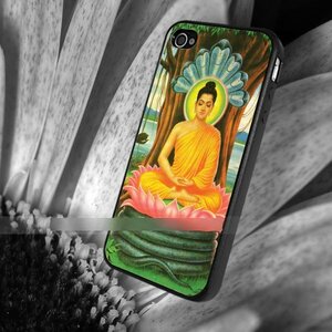 iPhone5 5S5CSE仏陀 ブッダ 蓮の花 アートケース保護フィルム付