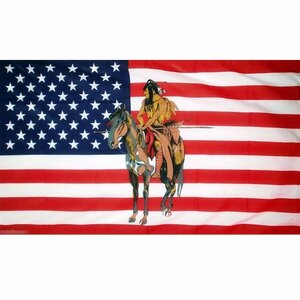 海外限定 国旗 アメリカ合衆国 USA 星条旗 インディアン ネイティブアメリカン 特大フラッグ