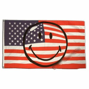 海外限定 国旗 アメリカ 星条旗 USA スマイリーフェイス ニコちゃん スマイルマーク 特大フラッグ