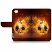 iPhone 6 6S Plus サッカーボール 炎 スマホケース 充電ケーブル フィルム付_画像2