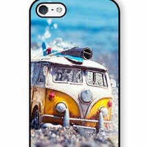 iPhone 5S 5C SE バン ワゴン バス ビーチ アートケース 保護フィルム付_画像3