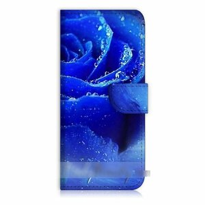 iPhone 8 Plus アイフォン 8 プラス アイフォーン 8 + 青 薔薇 バラ 花柄 フラワー スマホケース 充電ケーブル フィルム付