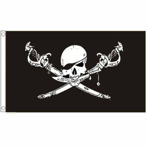 海外限定 国旗 海賊旗 パイレーツ スカル 骸骨 クロスボーン サーベル 特大フラッグ
