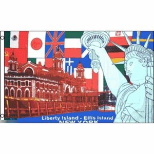海外限定 国旗 自由の女神 アメリカ合衆国 USA ニューヨーク エリス島 特大フラッグ