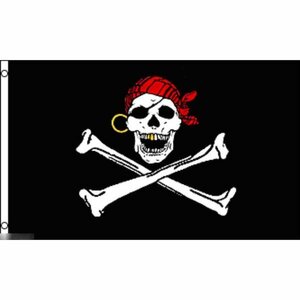 海外限定 国旗 海賊旗 パイレーツ スカル 骸骨 クロスボーン 赤 バンダナ 特大フラッグ
