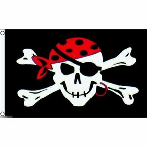 海外限定 国旗 海賊旗 パイレーツ スカル 骸骨 アイパッチ 眼帯 バンダナ 特大フラッグ