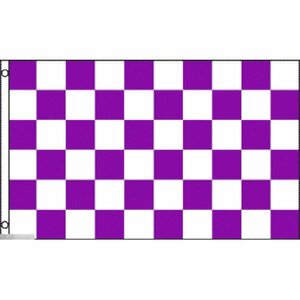 海外限定 国旗 チェッカーフラッグ レース旗 紫 白 特大フラッグ