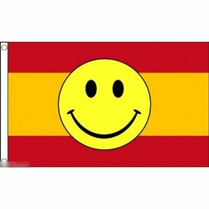 海外限定 国旗 スペイン王国 スマイリーフェイス ニコちゃん スマイルマーク 特大フラッグ