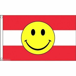 海外限定 国旗 オーストリア共和国 スマイリーフェイス ニコちゃん スマイルマーク 特大フラッグ
