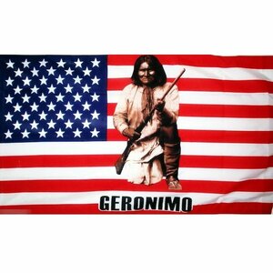 海外限定 国旗 アメリカ合衆国 USA 星条旗 アパッチ族 ジェロニモ インディアン ネイティブアメリカン 特大フラッグ