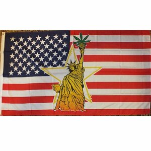 海外限定 国旗 アメリカ 星条旗 自由の女神 マリファナ 大麻 カンナビス 特大フラッグ