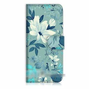 iPhone 11 Pro Max アイフォン イレブン プロ マックス 青い花柄 フラワー 抽象画 スマホケース 充電ケーブル フィルム付