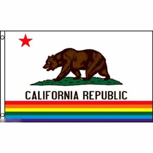 海外限定 国旗 アメリカ カリフォルニア州 州旗 レインボー 虹 LGBT 特大フラッグ