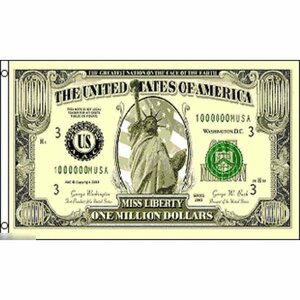海外限定 国旗 100万ドル札デザイン 紙幣 アメリカ 自由の女神 特大フラッグ