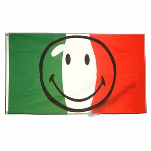 海外限定 国旗 イタリア共和国 スマイリーフェイス ニコちゃん スマイルマーク 特大フラッグ