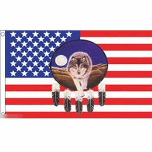 海外限定 国旗 アメリカ 米国 USA 星条旗 ウルフ 狼 特大フラッグ