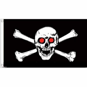 海外限定 国旗 海賊旗 パイレーツ スカル 骸骨 赤い目 特大フラッグ
