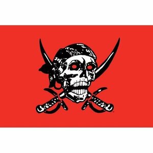 海外限定 国旗 海賊旗 パイレーツ スカル 骸骨 クロスサーベル 赤 特大フラッグ