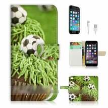 iPhone 6 6S Plus カップケーキ サッカーボール スマホケース 充電ケーブル フィルム付_画像3