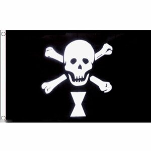 海外限定 国旗 海賊旗 パイレーツ スカル 骸骨 エマニュエル・ウィン 砂時計 特大フラッグ