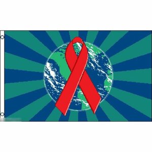 海外限定 国旗 レッドリボン 薬物乱用 世界エイズデー 特大フラッグ