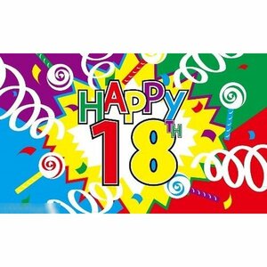 海外限定 国旗 ハッピーバースデー 誕生日 パーティー 18歳 特大フラッグ