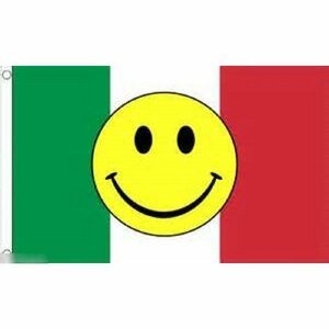 海外限定 国旗 イタリア共和国 スマイリーフェイス ニコちゃん スマイルマーク 特大フラッグ