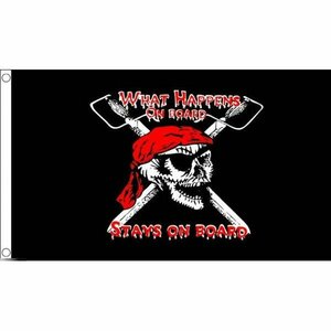 海外限定 国旗 海賊旗 パイレーツ スカル 骸骨 赤 バンダナ アイパッチ 眼帯 特大フラッグ