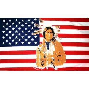 海外限定 国旗 アメリカ 米国 USA 星条旗 ネイティブアメリカン インディアン 特大フラッグ