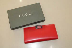 ■□GUCCI グッチ 035・2067・2098 レザー G金具 二つ折り 長財布□■