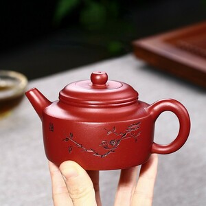 ティーポット陶器 陶芸 置物 中国骨董 珍品 陶製 在銘 ヴィンテージ 贈り物 陶 伝統的 後手急須 横手 カンフー ポット 中国茶 唐物 lh902