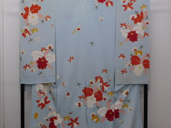 Rakufu special selection P7446 Hand-painted Yuzen long-sleeved kimono Unraveled item Re-order Taisho Roman bk, fashion, women's kimono, kimono, Furisode