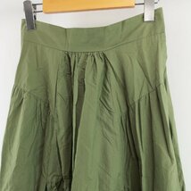 ZARA COLLECTION ザラ スリット デザイン イージー フレア ティアード ロング スカート XS グリーン 緑 レディース PA1807-285_画像3