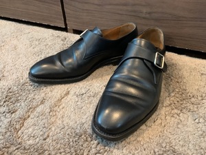 YANKO ヤンコ ビジネスシューズ 7 JP25 ブラック シングルモンク フォーマル 中古