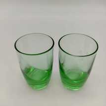 Sasaki Glass 冷酒グラス ぐい呑み レトロ カラーガラス 緑 佐々木硝子_画像3