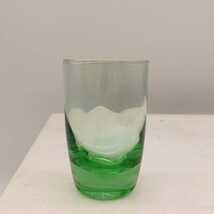 Sasaki Glass 冷酒グラス ぐい呑み レトロ カラーガラス 緑 佐々木硝子_画像5