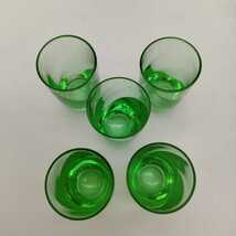 Sasaki Glass 冷酒グラス ぐい呑み レトロ カラーガラス 緑 佐々木硝子_画像6