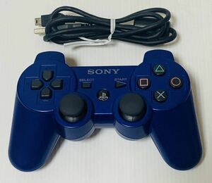PS3 ワイヤレスコントローラー デュアルショック3 メタリックブルー 動作確認済み 動作良好品 ソニー プレステ DUALSHOCK3 1円スタート