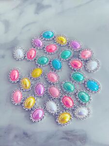 ハンドメイドパーツ キラキラパーツ 台座付きパーツ アクセサリーパーツ ヘアゴムパーツ mix20こ