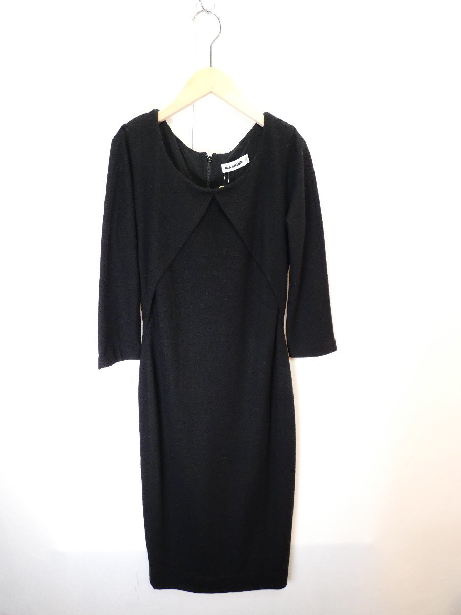 未使用 Jil Sander Navy コットンAラインワンピース 紺 XS ロング