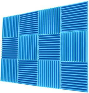 壁用の防音材 吸音材 12ピ 30*30*5cm ース ウエッジ 耐火防音 スタジオ 消音 騒音 防音 吸音対策 室内装飾 色: 青い Y008-01