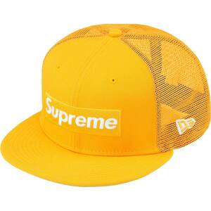 【新品未着用】Supreme Box Logo Mesh Back New Era Yellow 7-5/8(60.6cm) 22SS 国内正規品付属品完備 メッシュキャップ帽子ボックスロゴ
