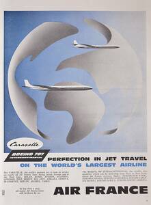 稀少！1959年エールフランス航空広告/Air France/Caravelle/Boeing 707/エアライン/旅行/観光/86